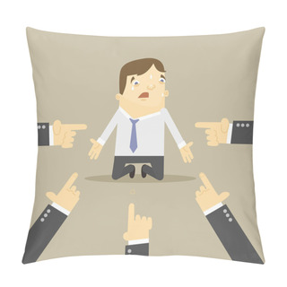 Personality  Businessman With Hands Pointing At Him. Vector Flat Illustration Pillow Covers