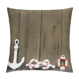 Personality  Nautical Decoration With Anchor And Knot On A Wooden Background. Pillow Covers