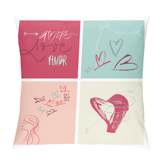 Personality  Hand-written Amore Love Amor Illustration. EPS Vector File. Hi Res JPEG Included. Pillow Covers