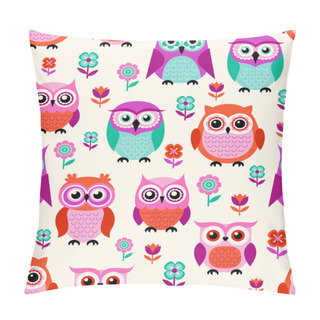 Personality  Seamless Cartoon Owls Pattern Pillow Covers