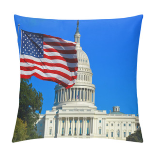 Personality  USA Flag And Capitol Building Pillow Covers