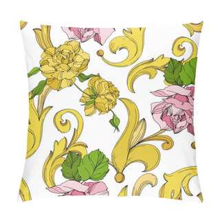 Personality  Vector Golden Monogram Floral Ornament. Black And White Engraved Ink Art. Seamless Background Pattern. Pillow Covers