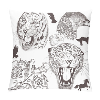 Personality  Collection Of Vector High Detailed Animals For Design Pillow Covers