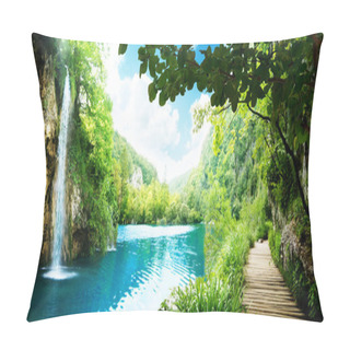 Personality  Waterfall In Deep Forest Pillow Covers