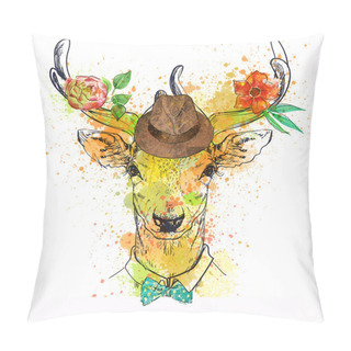 Personality  Deer Character Colorful Portrait Pillow Covers