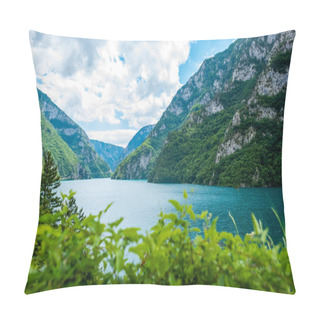 Personality  Beautiful Landscape Of Piva Lake (Pivsko Jezero) In Montenegro Pillow Covers