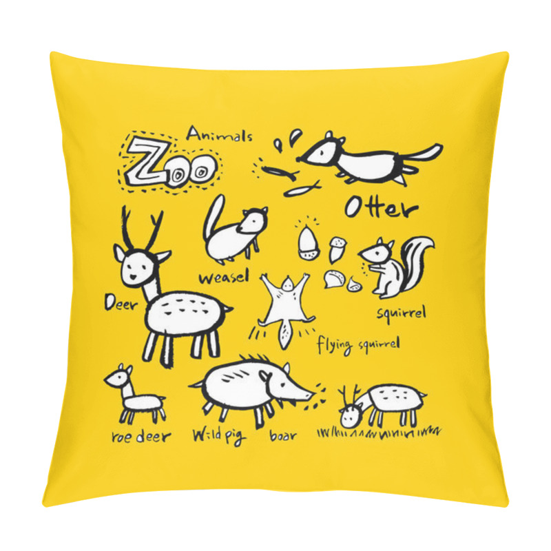 Personality  Animal sketch / Hand drawn Zoo illustration - vector pillow covers