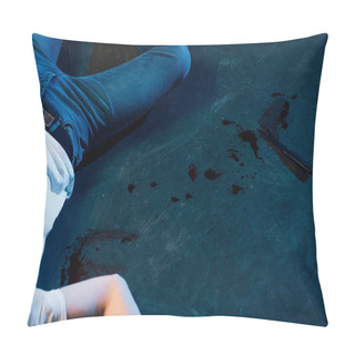 Personality  Partial View Of Dead Man On Floor At Crime Scene Pillow Covers