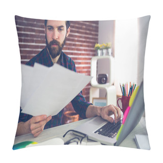 Personality  Creative Businessman Reading Documents Pillow Covers