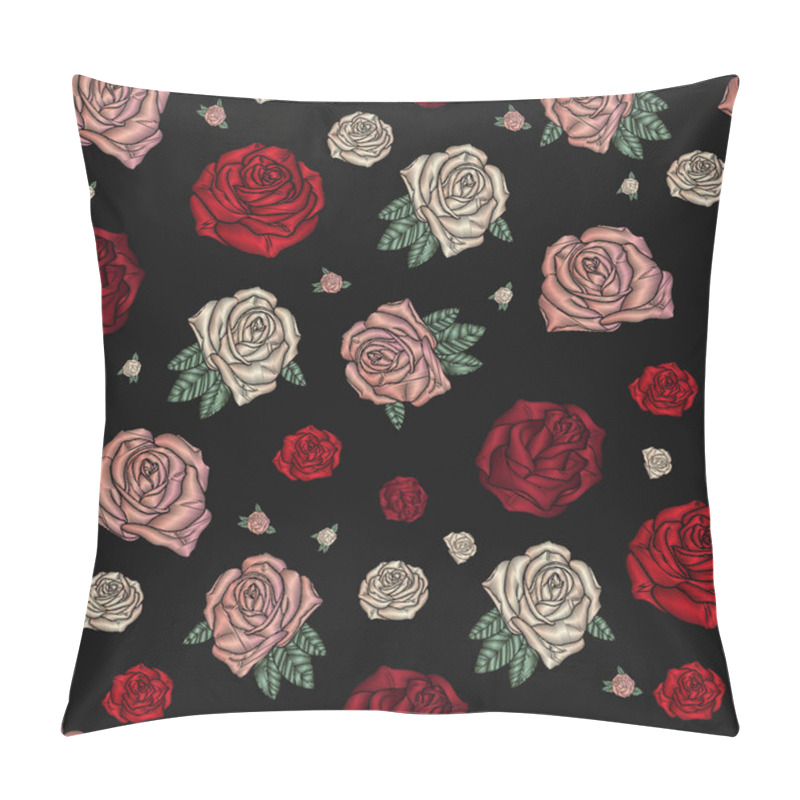 Personality  Embroidery seamless pattern with roses. pillow covers
