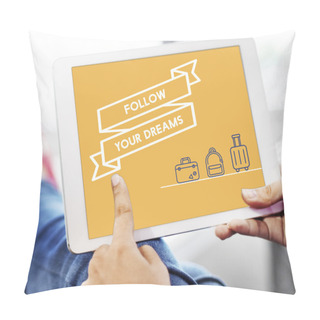 Personality  Person Browsing Digital Tablet In Hands Pillow Covers