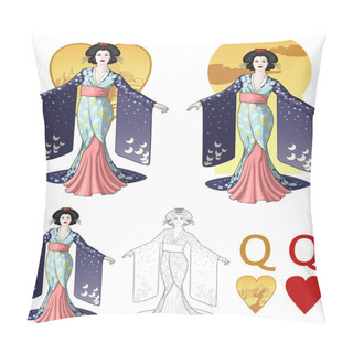 Personality  Queen Of Hearts Asian Actress Mafia Card Set Pillow Covers