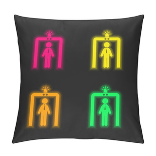 Personality  Airport Security Portal Four Color Glowing Neon Vector Icon Pillow Covers