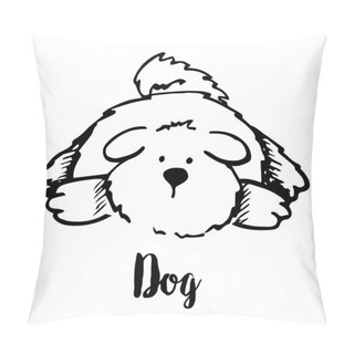 Personality  Sketch Dog Isolated On A White Background. Vector Illustration. Pillow Covers
