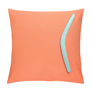 Personality  Turquoise Boomerang On Orange Background, Top View. Space For Text Pillow Covers