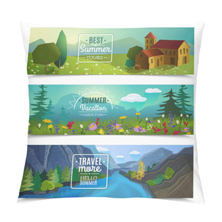 Personality  Summer Landscape Horizontal Banners Set Pillow Covers