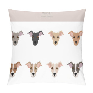 Personality  Whippet Clipart. Different Poses, Coat Colors Set.  Vector Illustration Pillow Covers