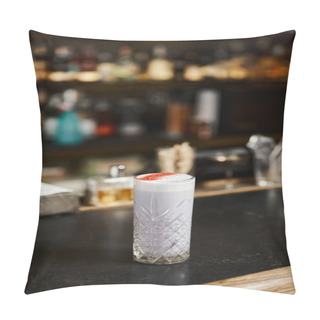 Personality  Glass With Classic Milk Punch Flavored With Cinnamon On Bar Counter, Cocktail Presentation Pillow Covers