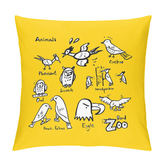 Personality  Animal Sketch / Hand Drawn Zoo Illustration - Vector Pillow Covers