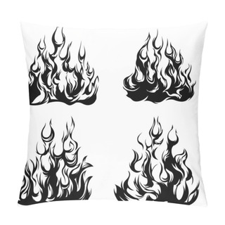 Personality  Fire Flames Isolated On White Background. Tribal Tattoo Design Set. Pillow Covers