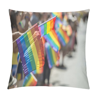 Personality  GayPride Spectators Carrying Rainbow Gay Flags Pillow Covers