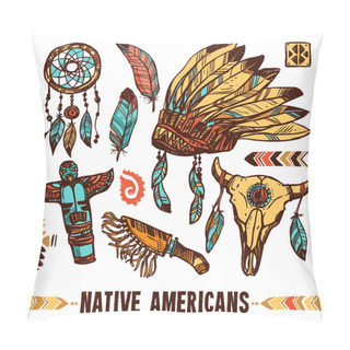 Personality  Native Americans Decorative Icon Set Pillow Covers