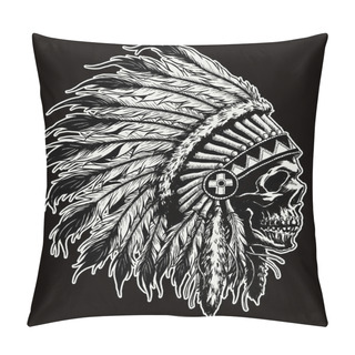 Personality  One Color Indian Skull Vector Illustration Pillow Covers