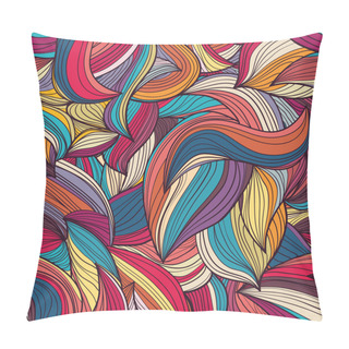 Personality  Seamless Colorful Wave Hand-drawn Pattern Pillow Covers