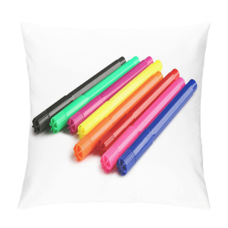 Personality  Colorful Felt Tip Pens On White Background Pillow Covers