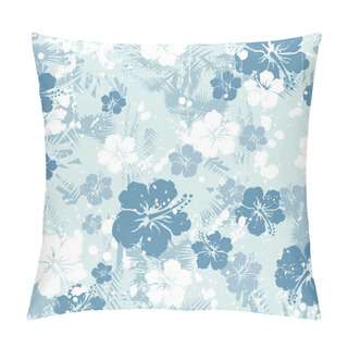 Personality  Blue Hibiscus Seamless Pillow Covers