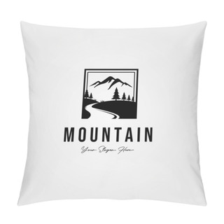 Personality  Minimalist Mountain Outdoor Logo Vector Illustration Pillow Covers