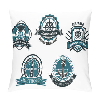 Personality  Nautical Themed Emblems And Badges Pillow Covers