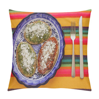 Personality  Mexican Tlacoyos With Green And Red Sauce, Traditional Food In Mexico Pillow Covers