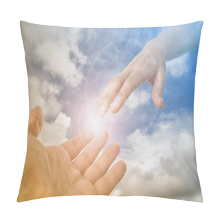 Personality  God's Saving Hand Reaching Fot The Faithful Pillow Covers
