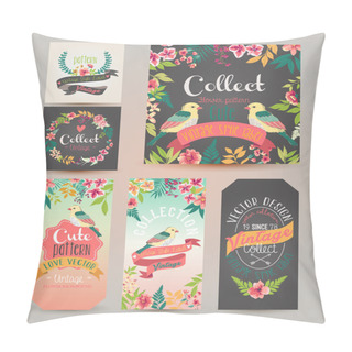 Personality  Greeting Card Romantic Labels With Flower Pillow Covers
