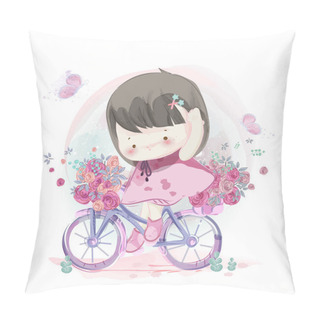 Personality Character In Lovely Girl And Boy Watercolor  Style. Pillow Covers