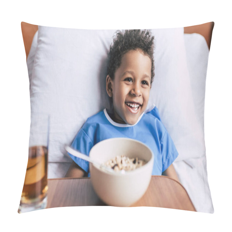 Personality  African American Boy With Breakfast In Clinic Pillow Covers