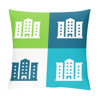 Personality  Apartment Flat Four Color Minimal Icon Set Pillow Covers