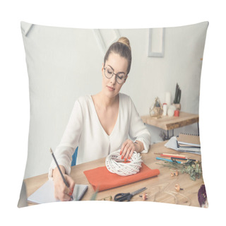 Personality  Florist With Flowers At Workplace Pillow Covers