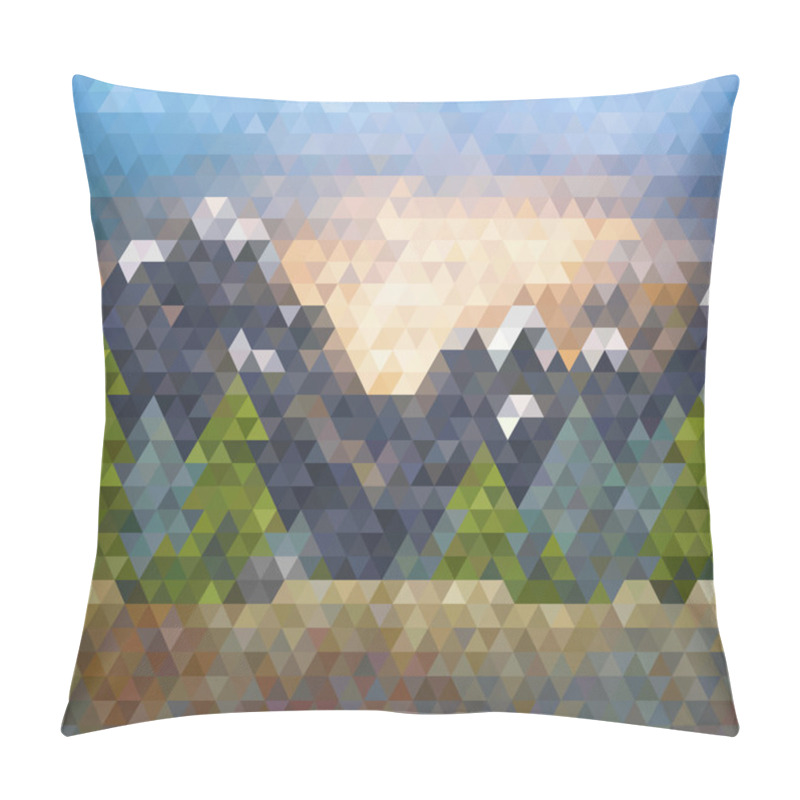 Personality  Triangle low poly mountain landscape pillow covers