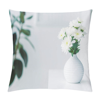 Personality  White Flowers In Vase Pillow Covers