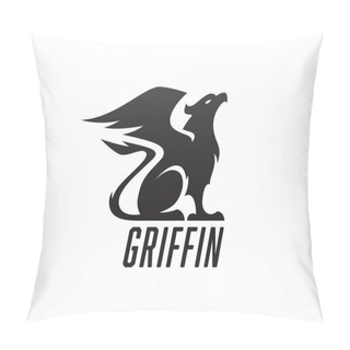 Personality  Griffin Logo Concept. Greek Mythology Gryphon Icon. Griffon Symbol. Mythical Eagle And Lion Creature Sign. Vector Illustration. Pillow Covers