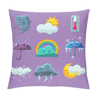 Personality  Cartoon Weather Icons Set Pillow Covers