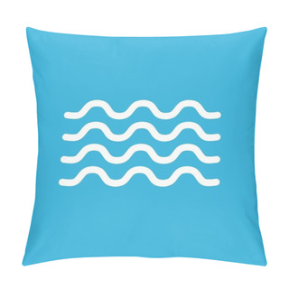 Personality  Vector Simple Style Icon Illustration Of White Sea Waves Isolated On Blue Backbround Pillow Covers