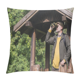 Personality  Senior Man With Binoculars Pillow Covers