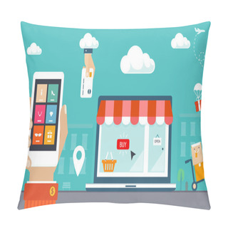 Personality  Flat Design Vector Illustration. E-commerce, Shopping & Delivery Pillow Covers