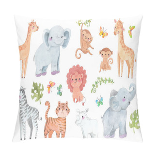 Personality  Africa Watercolor Animals, Safari Animal, Tiger, Lion, Rhino, Hi Pillow Covers