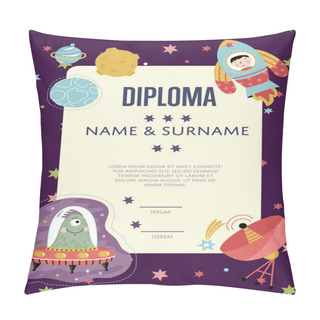 Personality  Diploma Cartoon Vector Template Pillow Covers