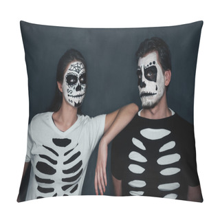 Personality  Couple In Costume Of Skeletons Pillow Covers