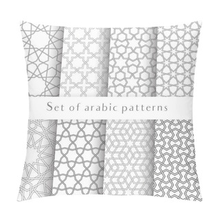 Personality  Set Of Symmetrical Abstract Vector Islamic Traditional Background In Arabian Style Made Of Emboss Geometric Shapes. Pillow Covers